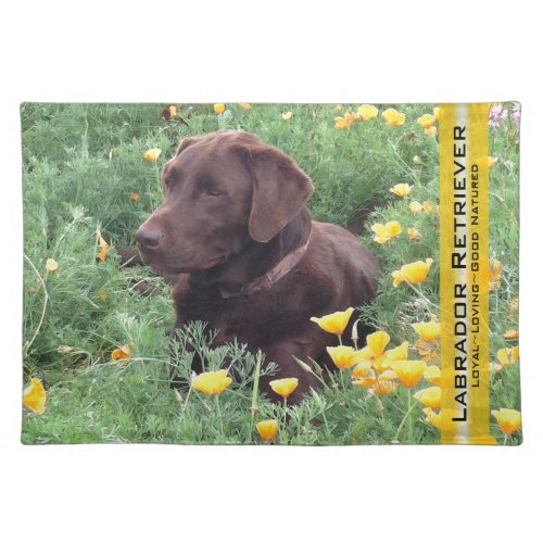 Chocolate Lab in California Poppy Patch Placemat