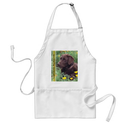 Chocolate Lab in Poppy Patch Custom Photo and Text Adult Apron