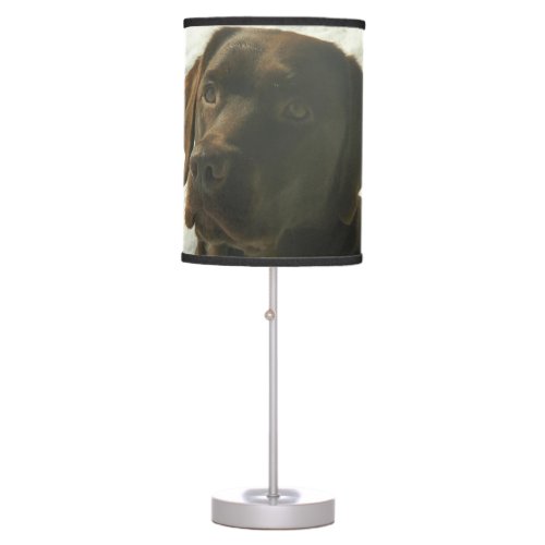 Chocolate Lab in The Snow Table Lamp