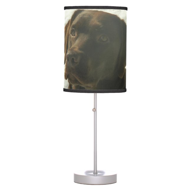 Chocolate Lab in The Snow Table Lamp (Front)