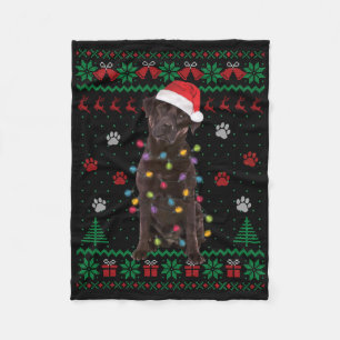 Chocolate Lab Labrador Christmas Lights Dog Ugly S Fleece Blanket