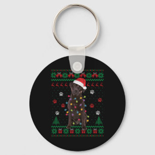 Chocolate Lab Labrador Christmas Lights Dog Ugly S Keychain