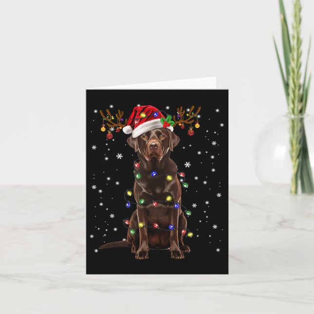 Chocolate Lab Labrador Christmas Tree Light Pajama Card (Front)