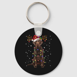 Chocolate Lab Labrador Christmas Tree Light Pajama Keychain