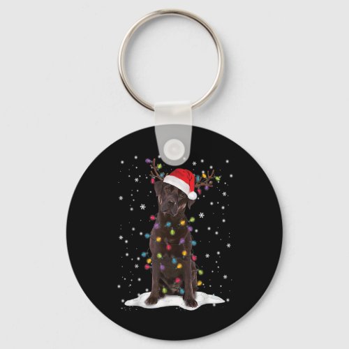 Chocolate Lab Labrador Christmas Tree Light Pajama Keychain