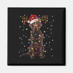 Chocolate Lab Labrador Christmas Tree Light Pajama Magnet