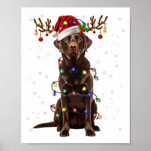 Chocolate Lab Labrador Christmas Tree Light Pajama Poster