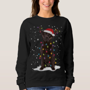 Chocolate Lab Labrador Christmas Tree Light Pajama Sweatshirt