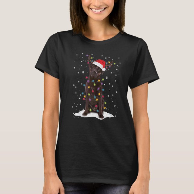 Chocolate Lab Labrador christmas Tree Light Pajama T-Shirt (Front)