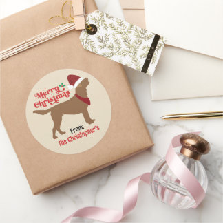 Chocolate Lab Labrador Merry Christmas Classic Round Sticker