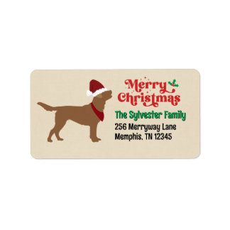 Chocolate Lab Labrador Merry Christmas Label