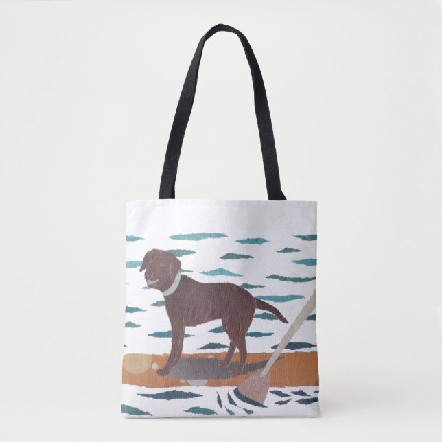 Chocolate Lab, Labrador Retriever, Beach Dog Tote Bag (Front)