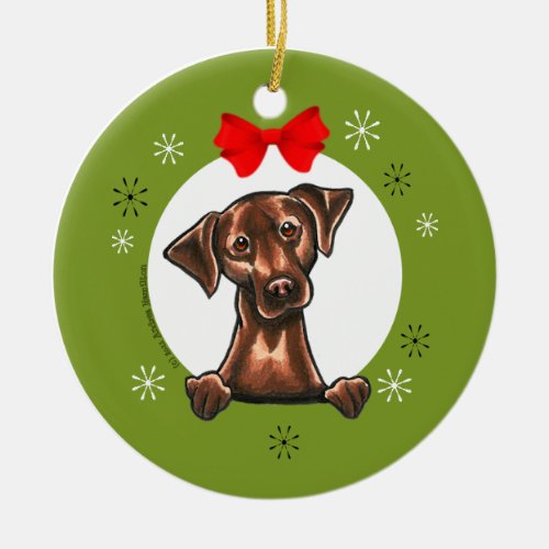 Chocolate Lab Labrador Retriever Christmas Classic Ceramic Ornament