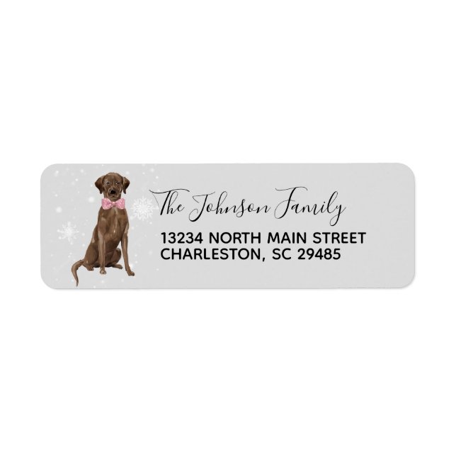 Chocolate Lab Labrador Retriever Holiday Address Label (Front)