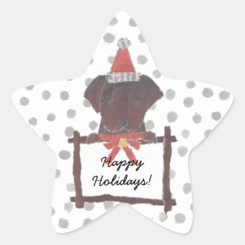 Chocolate Lab  Labrador Retriever  Holidays Star Sticker by BlessHue at Zazzle