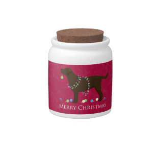 Chocolate Lab Merry Christmas Design Candy Jar