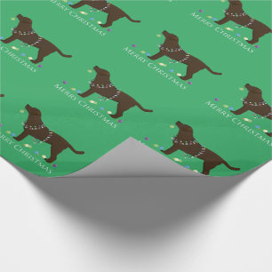 Chocolate Lab Merry Christmas Design Wrapping Paper