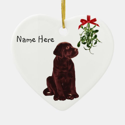 Chocolate Lab Mistletoe Christmas Ornament