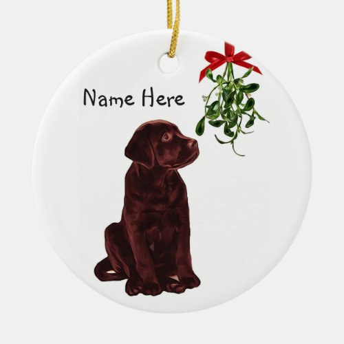 Chocolate Lab Mistletoe Christmas Ornament