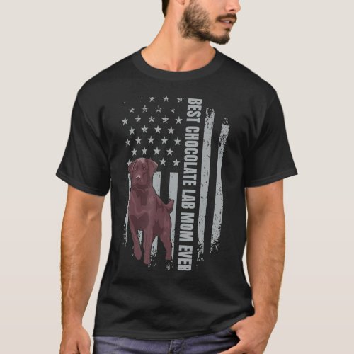 Chocolate Lab Mom American Flag Brown Labrador Ret T_Shirt