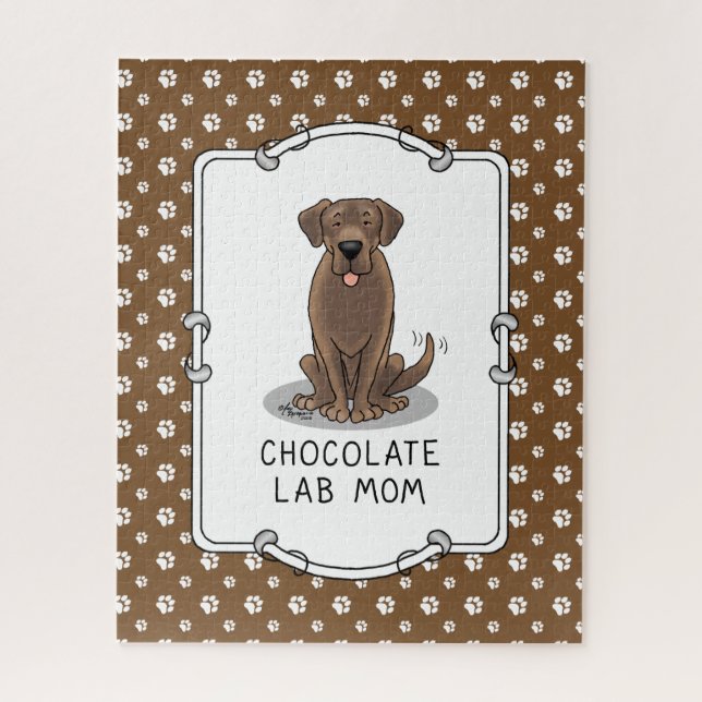 Chocolate Lab Mom (Labrador Retriever Mom) Cute Jigsaw Puzzle (Vertical)