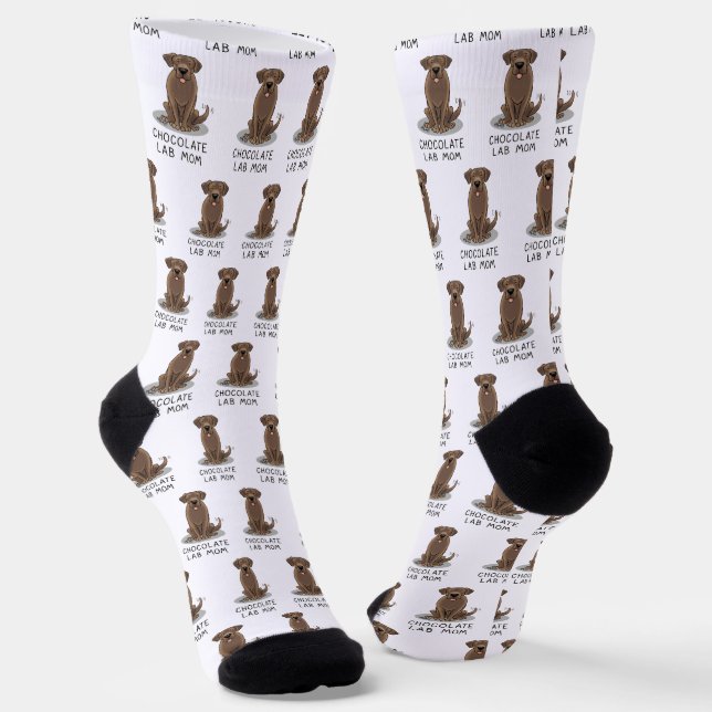 Chocolate Lab Mom (Labrador Retriever Mom) Cute Socks (Angled)