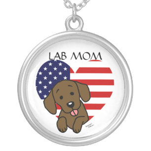 Chocolate Lab Mom Silver Plated Necklace