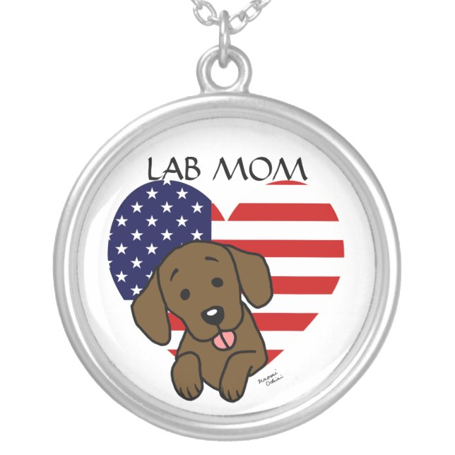 Chocolate Lab Mom Silver Plated Necklace (Front)
