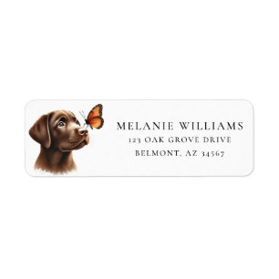 Chocolate Lab Monarch Butterfly Return Address Label