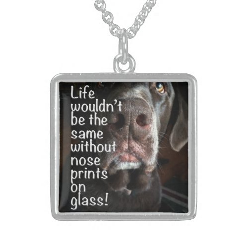 Chocolate Lab Nose Close Up Photograph Sterling Silver Necklace