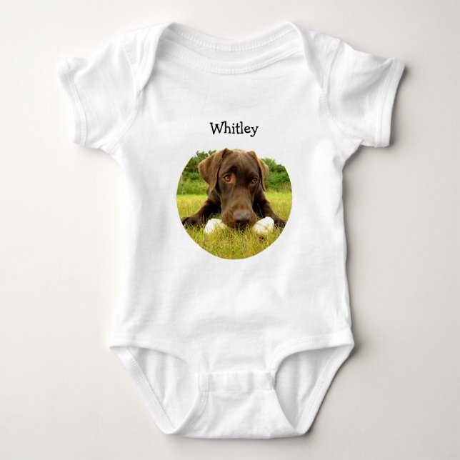 Chocolate Lab Personalized Baby Bodysuit (Front)