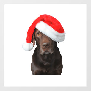Chocolate Lab Picture Santa Hat Cute Dog Christmas Wall Decal