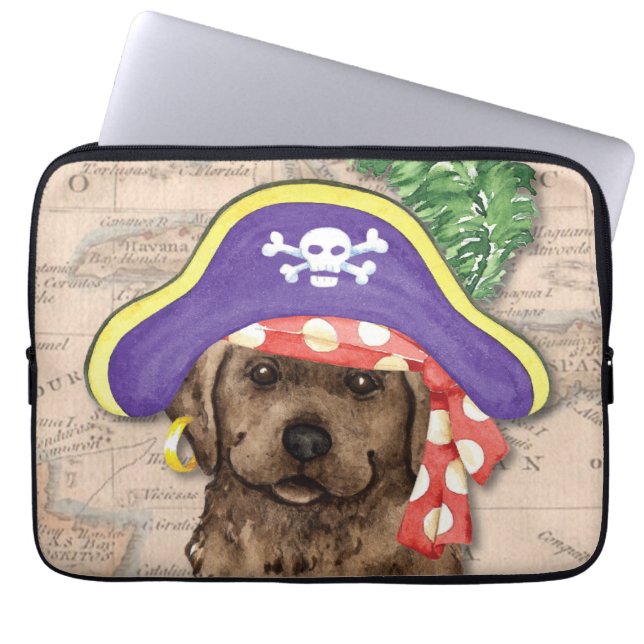Chocolate Lab Pirate Laptop Sleeve (Front)