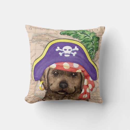 Chocolate Lab Pirate Throw Pillow