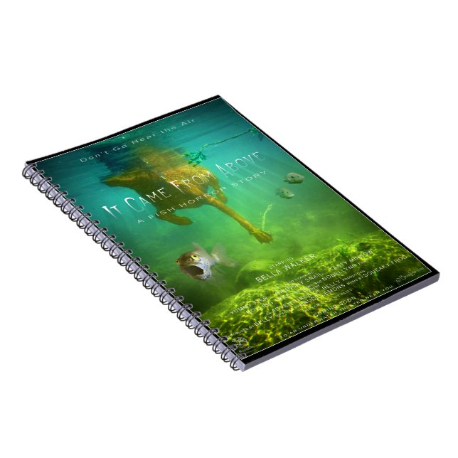 Chocolate Lab Pit Mix Dog Swimming Movie Poster Notebook (Right Side)