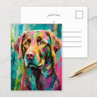 Chocolate Lab Portrait Colorful Abstract Art