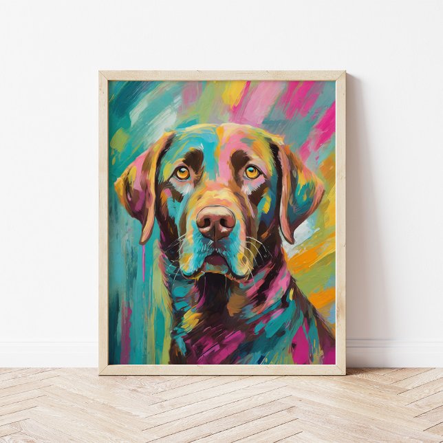 Chocolate Lab Portrait Colorful Abstract Art Poster (Creator Uploaded)