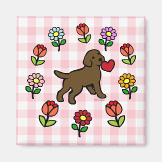 Chocolate Lab Puppy and Red Heart Magnet