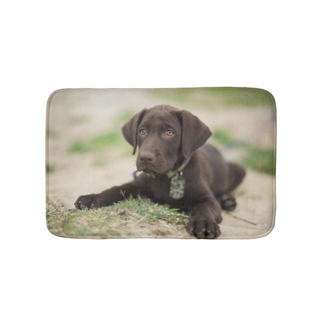 Chocolate Lab Puppy Bath Mat (Front)