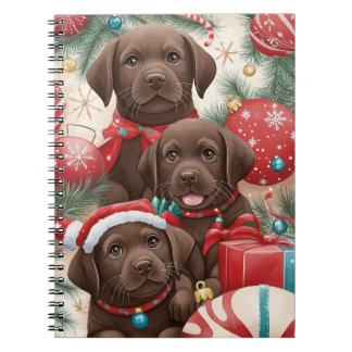 Chocolate Lab Puppy Christmas Notebook