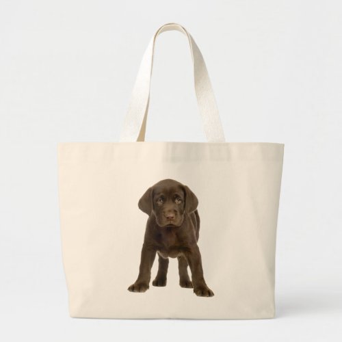 Chocolate Lab Puppy Dog Brown Labrador Retriever   Large Tote Bag