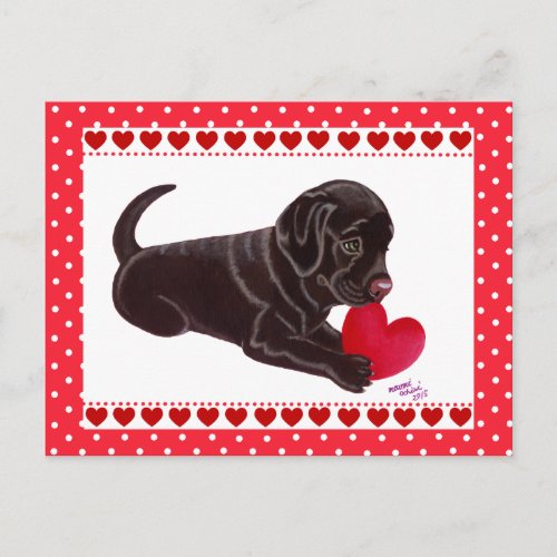 Chocolate Lab Puppy Valentines Day card