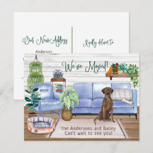 Chocolate Lab Retriever New Home Moving         Announcement Postcard