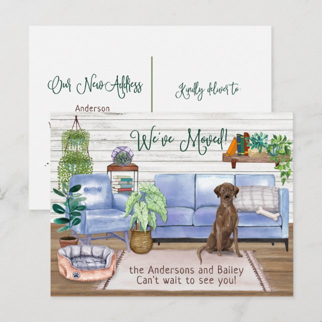 Chocolate Lab Retriever New Home Moving         Announcement Postcard (Front/Back)
