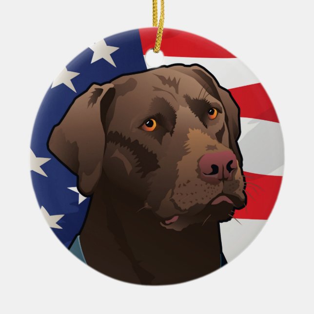Chocolate Lab Retriever of America Ceramic Ornament (Front)