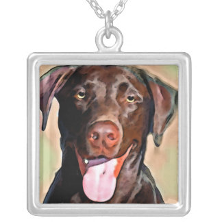 chocolate lab silver plated necklace
