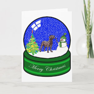 chocolate lab snow globe holiday card