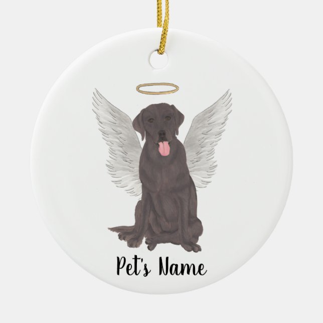 Chocolate Lab Sympathy Memorial Ceramic Ornament (Front)
