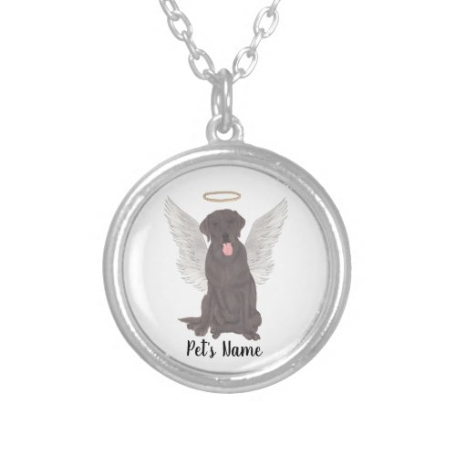 Chocolate Lab Sympathy Memorial Silver Plated Necklace