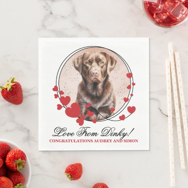 Chocolate Lab Valentine Wedding Dog Photo Napkins (Insitu)